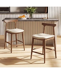 Costway Counter Height Bar Stools with Curved Backs and Upholstered Cushioned Seats
