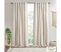 Avobird Cotton Printed Curtain Panel with Chenille Stripe and Lining