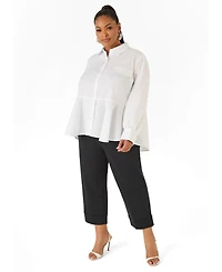 Ashley Stewart Plus Peplum Poplin Shirt