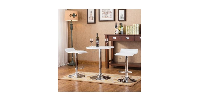 Flynama Adjustable Height Bar Table Set with 2 Swivel Stools, Gas-Lift Modern Home Bar Set