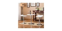 Flynama Adjustable Height Bar Table Set with 2 Swivel Stools, Gas-Lift Modern Home Bar Set