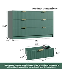 gaomon Fluted 6 Drawers Dresser For Bedroom, Wide Modern Chest of with Metal Handles, Living Room, Entryway, Hallway