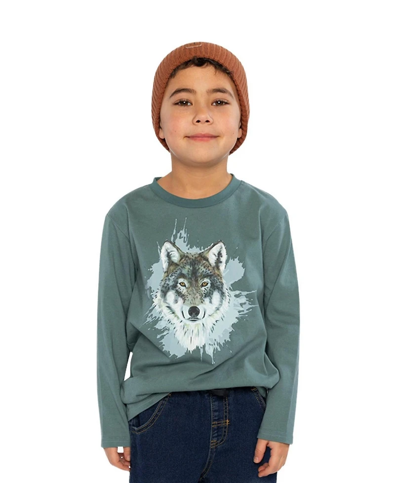 Deux par Little Boys 6- 12 Long Sleeve T-Shirt Turquoise
