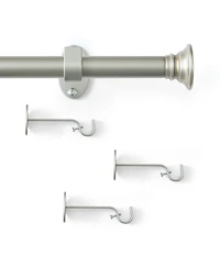 Threadmade Home Shaker 3/4-Inch Adjustable Decorative Single Curtain Rod with Rounded End Cap Finials
