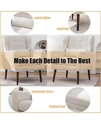 Clihome Modern Accent Chair,Chenille Arm Chairs for Living Room,Upholstered Mordern Armchair,Comfy Soft Padded Lounge Chair,Solid Wood Leg