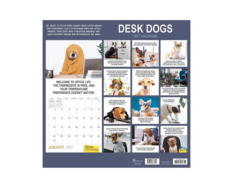 Tf Publishing Paper Goods 2027 Desk Dogs Wall Calendar
