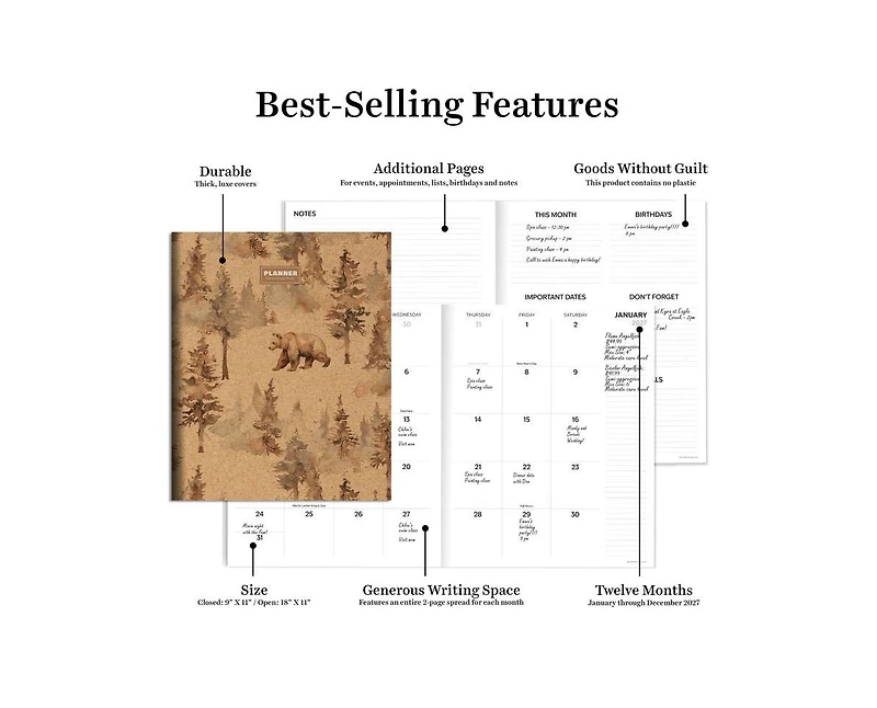 Tf Publishing Paper Goods 2027 Bear Tracks Large Monthly Planner