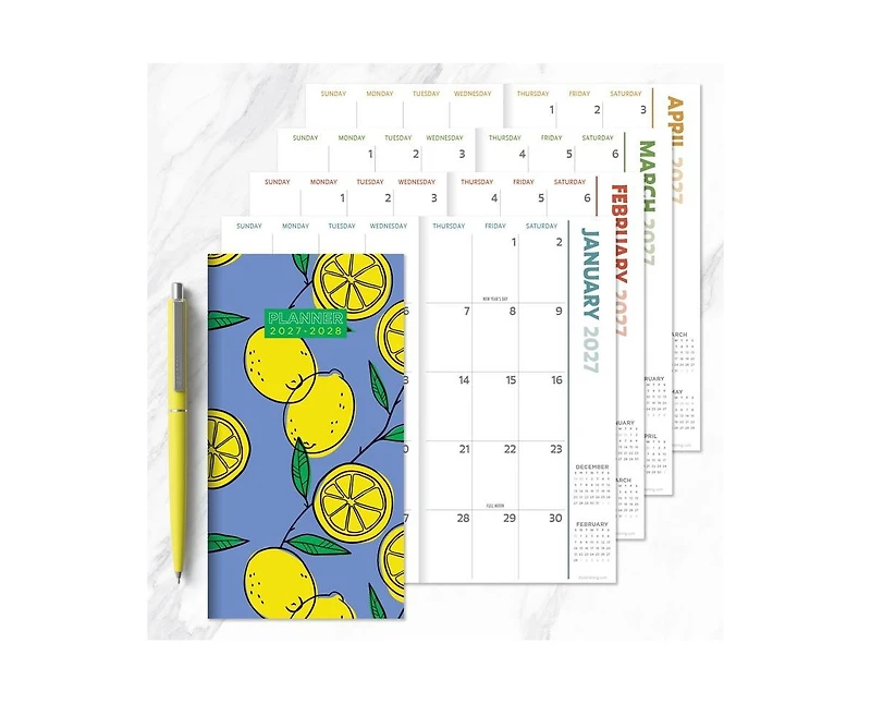 Tf Publishing Paper Goods 2027-2028 Lemon Small Monthly Pocket Planner