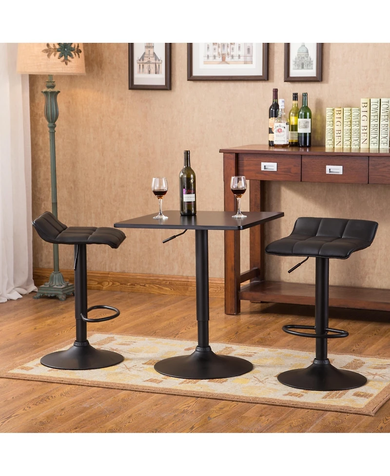Flynama Square Adjustable Bar Table Set with 2 Swivel Stools, Gas-Lift for Modern Home