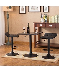 Flynama Square Adjustable Bar Table Set with 2 Swivel Stools, Gas-Lift for Modern Home