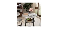 Flynama 3-Piece Round Bar Table Set with 2 Stools, Backrest and Partition, Small 2-Person Dining Set