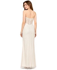 Lara Women's Embellished Strapless Gown with Slit
