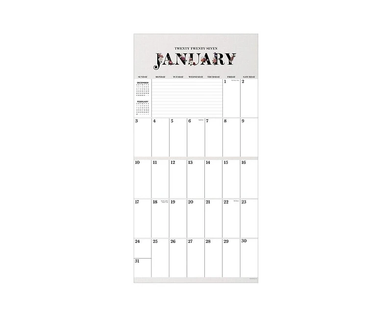 Tf Publishing Paper Goods 2027 Big Grid-Floral Wall Calendar
