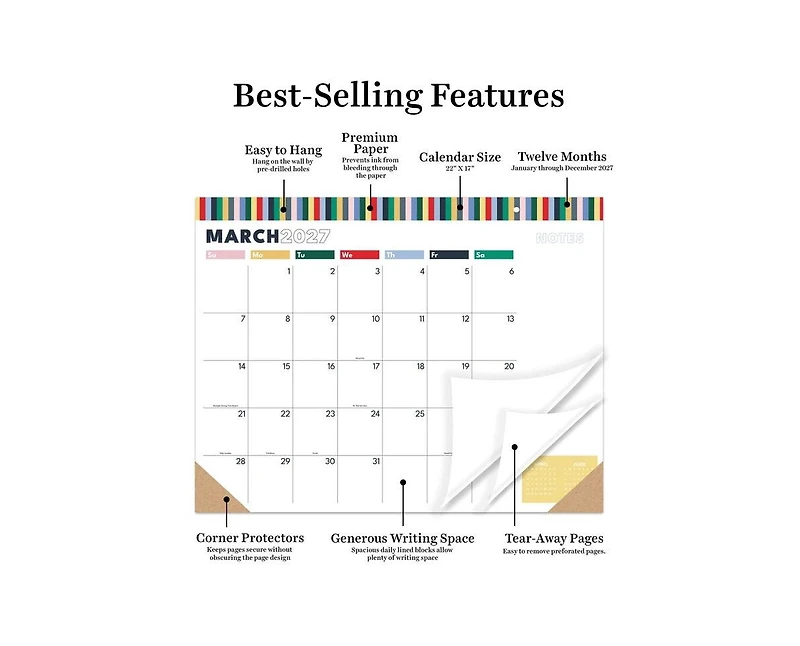 Tf Publishing Paper Goods 2027 Long Weekend Large Desk Pad Monthly Blotter Calendar