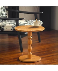 Streamdale Furniture Round Side Table with Mdf Top and Solid Wood Spindle Legs