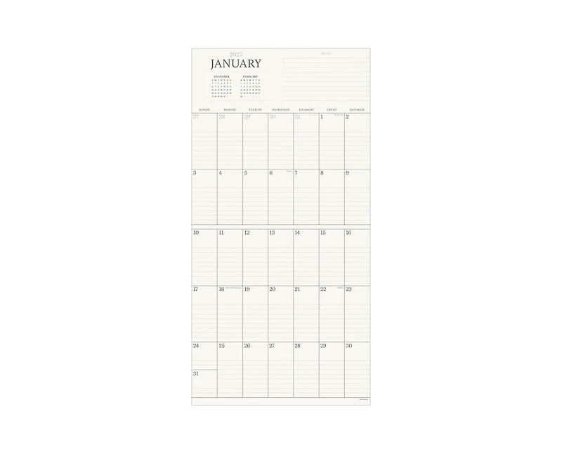 Tf Publishing Paper Goods 2027 Simple Aesthetic Grid Wall Calendar
