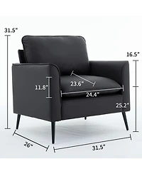 Rainsken Modern Accent Living Room Chairs Set of 2, Pu Leather fabric, Upholstered Arm Chair, for Room/Lounge/Office/Reception