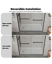 homfan 72''H x 48''/60''W Aluminum Frame Sliding Shower Door with 8mm Tempered Glass, Coating Easy Clean, Double for Bathroom, Anodized