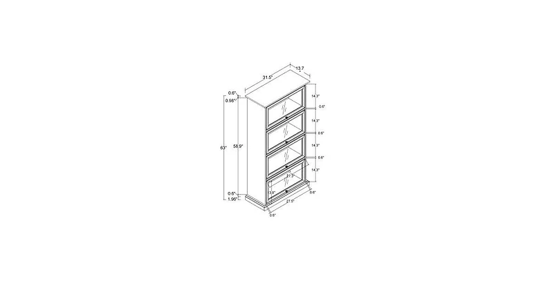 Flynama 4-Tier Tempered Glass Display Cabinet Flip-Up Door Household Collectible Toy Book Storage Showcase Cabinet