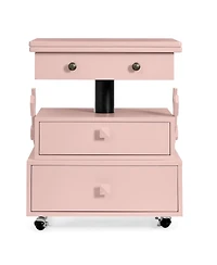 Streamdale Furniture High-Gloss Adjustable Rolling End Table with Charging Station and Storage