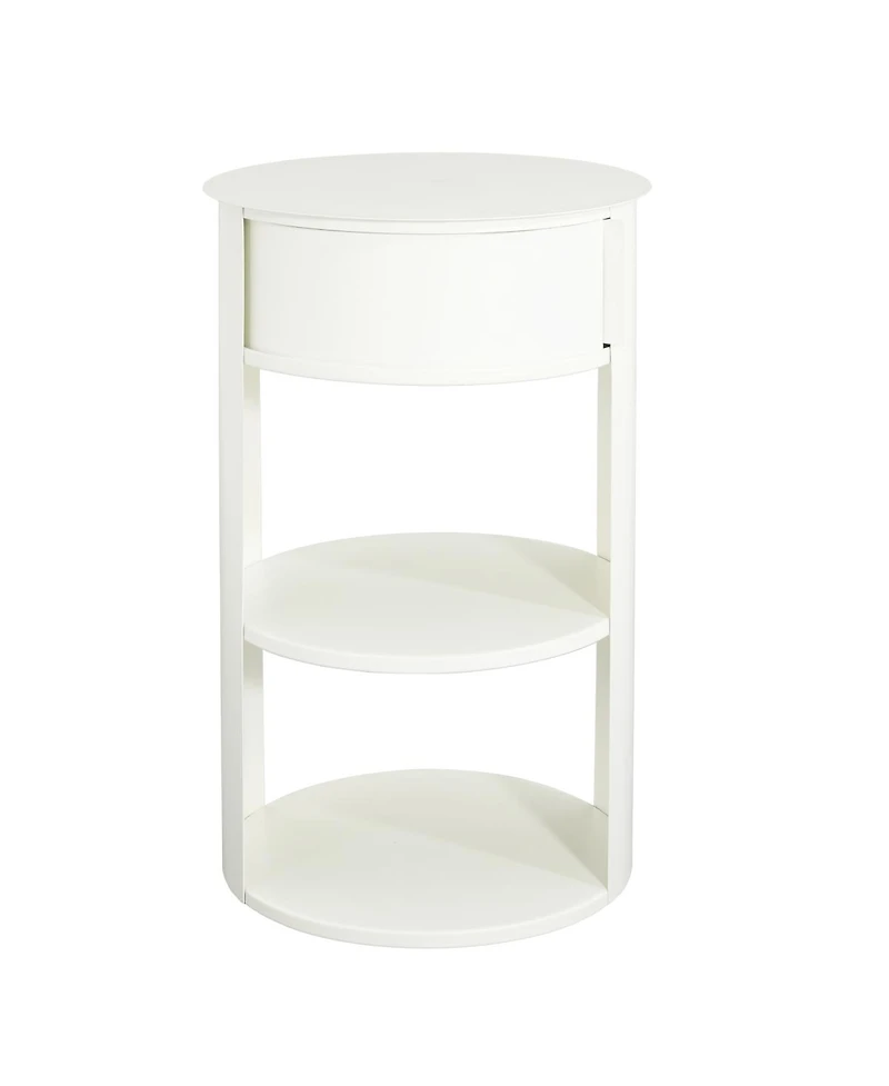 Streamdale Furniture Indoor 3-Tier Metal Round Side Table with Sliding Door Cabinet Matte