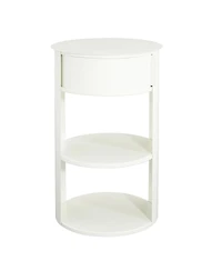 Streamdale Furniture Indoor 3-Tier Metal Round Side Table with Sliding Door Cabinet Matte