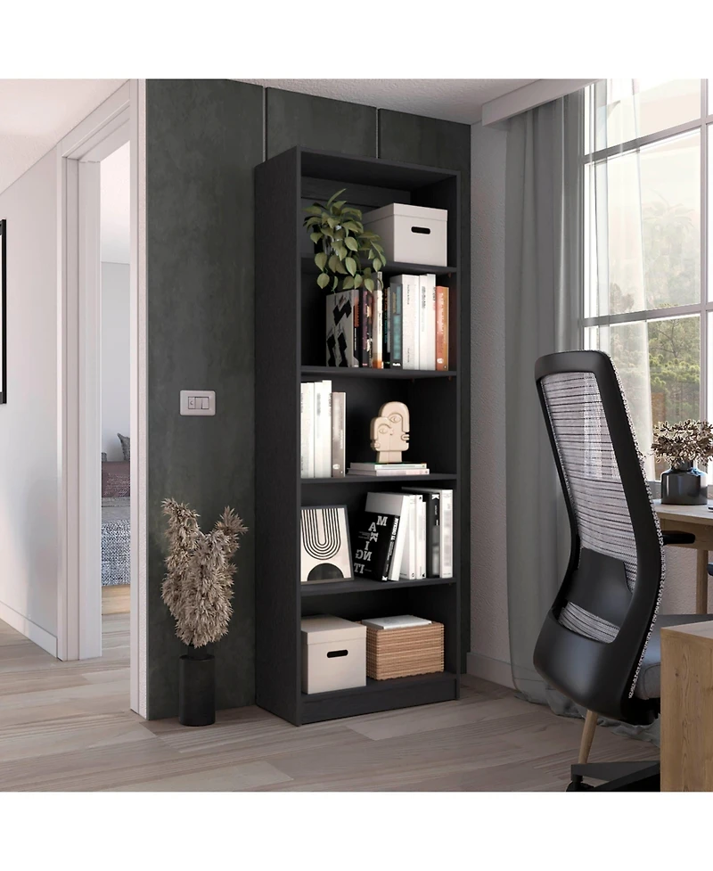 Flynama 4-Shelf Home Bookcase with Multi-Tier Storage and Bottom Shelf