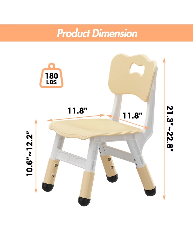 homfan 3-Level Height Adjustable Toddler Chair, Plastic Kids Chair for Boys Girls 2-6, Indoor Home Classroom Nursery Use