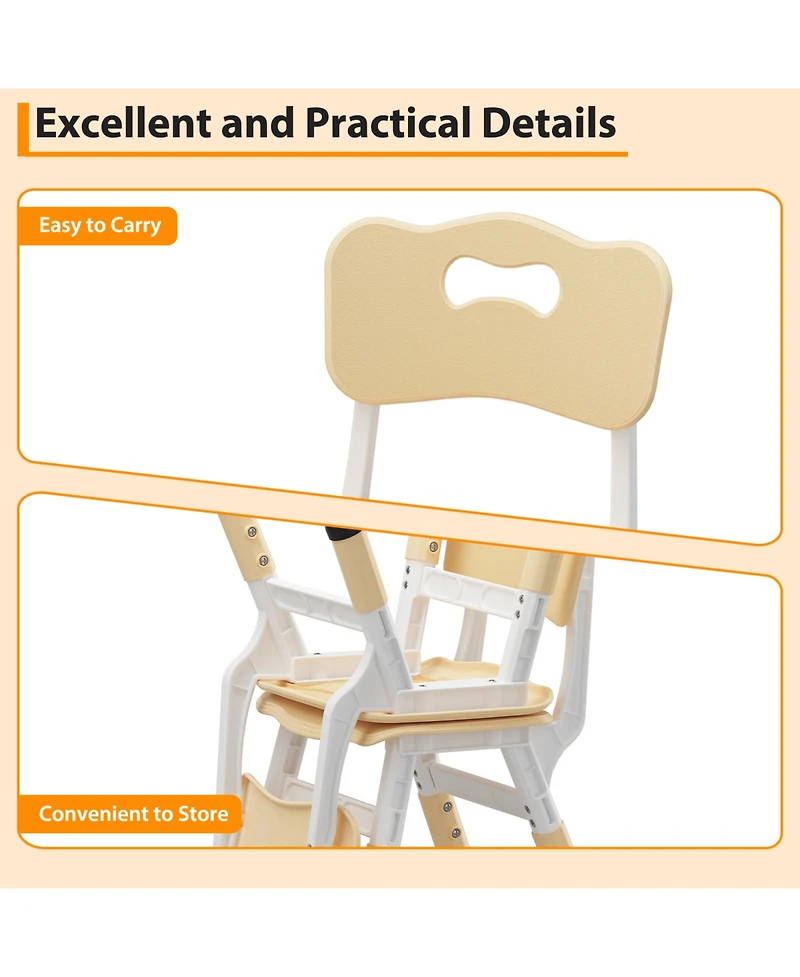 homfan 3-Level Height Adjustable Toddler Chair, Plastic Kids Chair for Boys Girls 2-6, Indoor Home Classroom Nursery Use