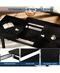 Homfan Extendable Dining Table Set with Hidden Tuck Seating, Safety Lock and Reinforced Metal Frame Space Saving Kitchen Room