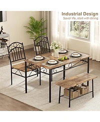 homfan 4 Piece Modern Compact Dining Set, Metal Frame Space Saving Dinette Furniture for Small Kitchen and Apartment
