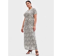 I.n.c. International Concepts Plus Short-Sleeve Mesh Midi Dress, Macy's Exclusive