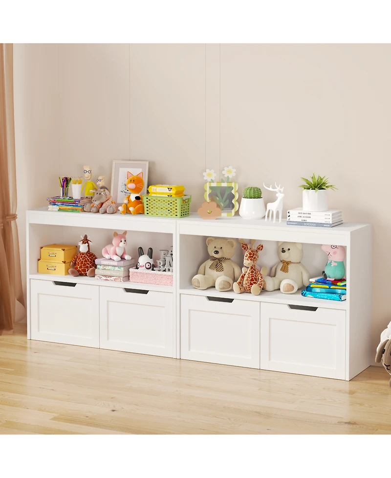 Flynama Kids Toy Storage Organizer with Drawers Open Shelves and Wheels