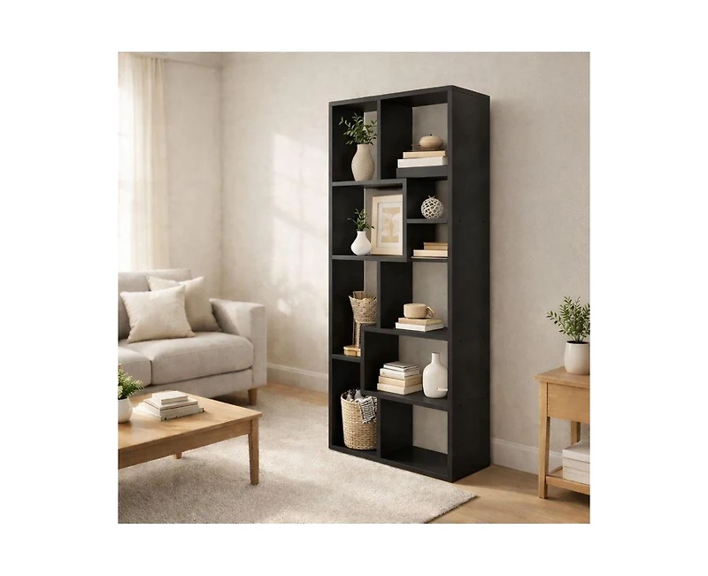 Flynama 5-Tier Asymmetrical Display Shelf Modern Bookcase Organizer