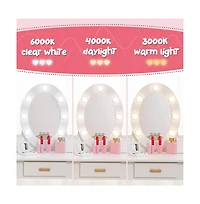 gaomon Toddler Lighted Vanity and Stool Set, Perfect Gift Girls Makeup Pretend Play Table