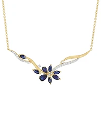 Macy's Lab-Grown Sapphire (1-3/4 ct. t.w.) & White Sapphire (3/8 ct. t.w.) Pendant Necklace in 14k Yellow Gold-Plated Sterling Silver