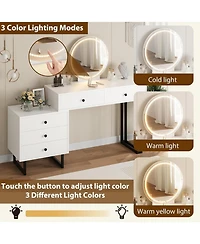 gaomon 5-Drawer Lighted Mirror Vanity, Roomy Makeup Desk for Bedroom Storage