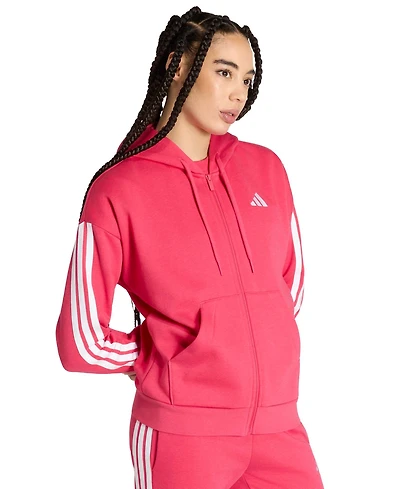 adidas Women's 3-Stripe Fleece Full Zip Hoodie