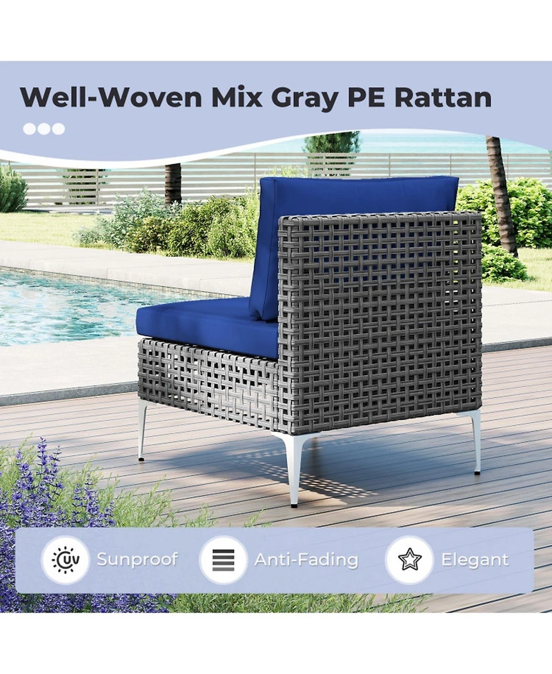 Sugift 7-Piece Pe Rattan Patio Sectional with Tempered Glass Coffee Table