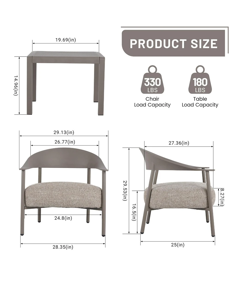 Mondawe Outdoor Accent Chair Set with Coffee Table
