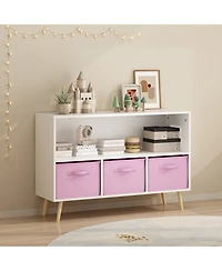 Flynama Kids Bookcase with Fabric Drawers and Toy Storage Organizer