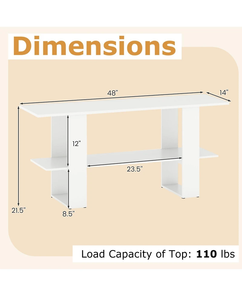 Slickblue Tv Stand with 2 Tiers and Open Storage for 55" TVs