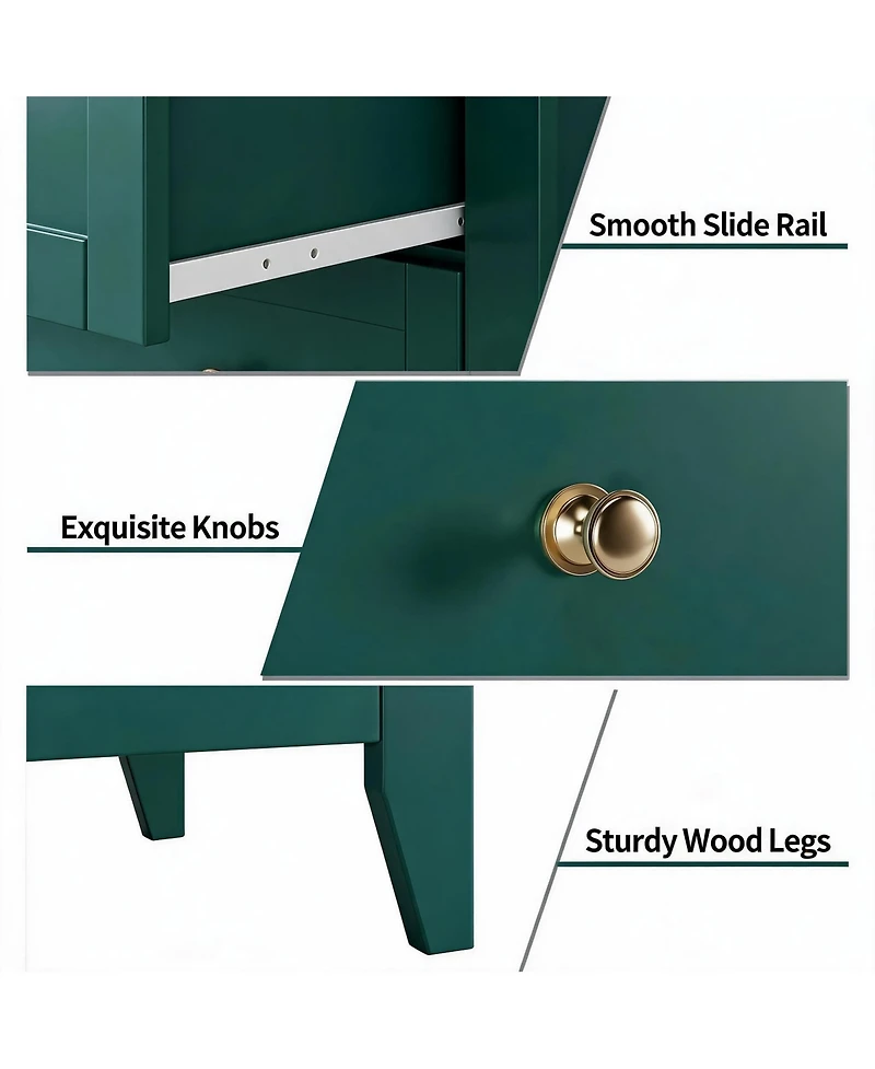 homfan Modern 5 Drawer Dresser for Bedroom, Tall Wooden Chest Organizer with Deep Storage Drawers and Metal Knobs, Perfect for Entryway