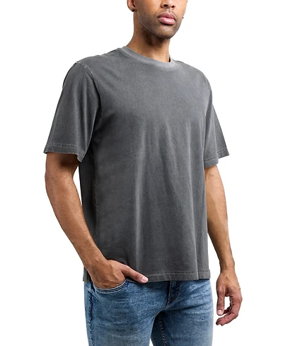 Xray Men's Vintage Distressed Boxy Oversized Heavyweight Acid Wash Cotton Crew T-Shirt