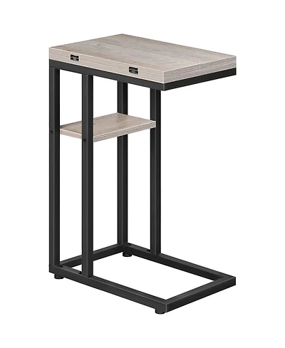 Slickblue Folding C-Shape Sofa End Table with Storage Pocket for Small Spaces