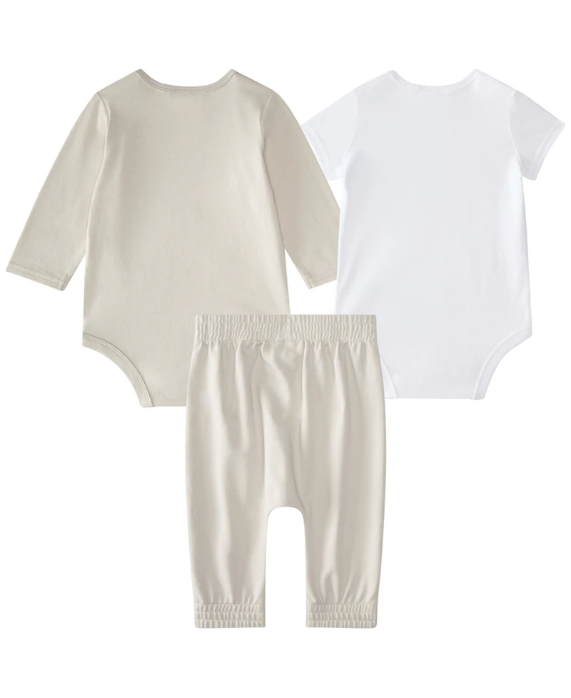 adidas Baby Boys 3-Piece Printed Long Sleeve Bodysuit, Short Bodysuit and Pants Set