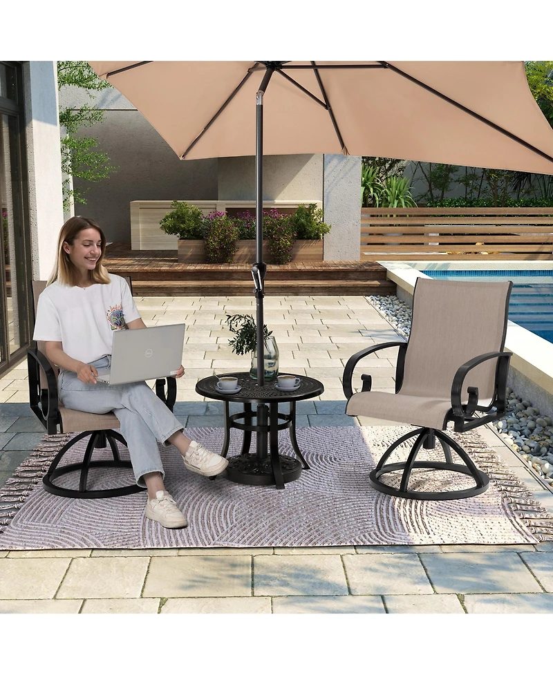 Pellebant Outdoor Aluminum Patio Swivel Dining Chairs with Sunbrella Fabric