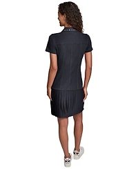 Karl Lagerfeld Paris Women's Belted Collared Jersey Shirt Dress