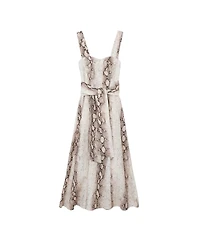 Reiss Women's Linen-Blend Snake-Print Midi Dress