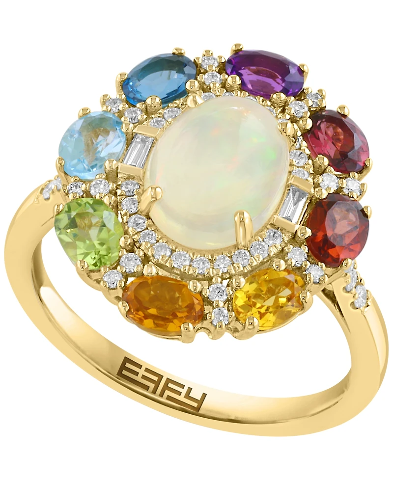 Effy Collection Multi-Gemstone (2-5/8 ct. t.w.) & Diamond (1/4 ct. t.w.) Ring in 14k Yellow Gold